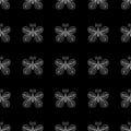 Seamless pattern of butterflies isolated on black background. Hand drawn vector illustration. Outline Royalty Free Stock Photo