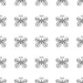 Seamless pattern of butterflies isolated on white background. Hand drawn vector illustration. Outline Royalty Free Stock Photo