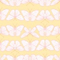 Seamless pattern of butterflies on a light yellow background