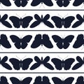 Seamless pattern of butterflies on a white background