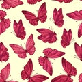 Seamless pattern with butterfly. Cute floral seamless. Kids background for princess.