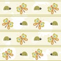 Seamless pattern with butterfly and ladybug