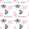 Seamless pattern with butterfly tattoos vector illustration