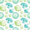 Seamless pattern with cabbage Royalty Free Stock Photo