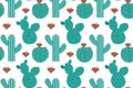 Seamless pattern with cacti. Houseplants concept. Warm countries. Vector illustration isolated on white background