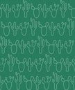 Seamless pattern with cactus on hte green background