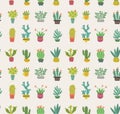 Vector background. Seamless pattern with cactuses