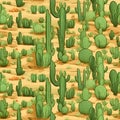 Seamless pattern with cactuses on a wooden background Royalty Free Stock Photo