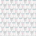 Seamless pattern of calendar pages with Valentines Day, White and Black Day date. Greetings idea