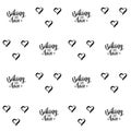 Seamless pattern with calligraphy alternating with hearts