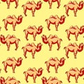 Seamless pattern Camel redhead smiling a cartoon. Vector illustration Royalty Free Stock Photo