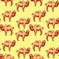 Seamless pattern Camel redhead smiling a cartoon. Vector illustration