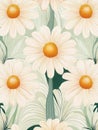 A seamless pattern with camomiles, reflective and mesmerizing Royalty Free Stock Photo