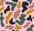 Seamless Pattern with Camouflage. Vector Contemporary Art Background. Camo Illustration with Abstract Curve Shapes Royalty Free Stock Photo