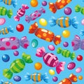 Seamless pattern candies blue