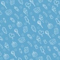 Seamless pattern with candies and sweets outline Royalty Free Stock Photo