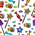 Seamless pattern with candies and sweets. Vector