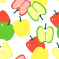 Seamless pattern with capsicum - red, yellow and green bell pepper. Modern flat design.