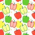 Seamless pattern with capsicum - red, yellow and green bell pepper.