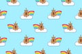 Seamless pattern of capybara and rainbow. Vector illustration Royalty Free Stock Photo