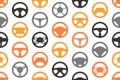 Seamless pattern with car steering wheels