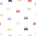 Seamless pattern car vector background. White background with colorful cute car seamless Royalty Free Stock Photo
