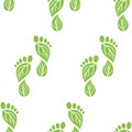 Seamless pattern of carbon footprint icons. CO2 ecological footprint symbols with green leaves. Greenhouse gas emission. Royalty Free Stock Photo