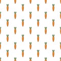 Seamless pattern with carrots. Image of vertically oriented vegetables. Carrot waterfall. Vector illustration on a pure