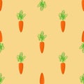 Seamless pattern with carrots on a yellow background. Cute textile pattern