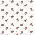 Seamless pattern with cartoon animal, bear with honey