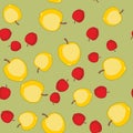 Seamless pattern with cartoon apples. Fruits repeating background. Endless print texture. Wallpaper 578 Royalty Free Stock Photo