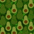 Seamless pattern with avocado and bone