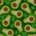 Seamless pattern with avocado and bone