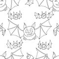 Seamless pattern of Cartoon bats. Cute vampire bat, flying mammal backdrop