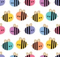 Seamless pattern with cartoon bees for design fabric, backgrounds, wrapping paper Royalty Free Stock Photo