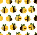 Seamless pattern with cartoon bees for design fabric, backgrounds, wrapping paper Royalty Free Stock Photo