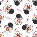 Seamless pattern with cartoon bombs Royalty Free Stock Photo