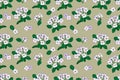 Seamless pattern Cartoon, bouquet Violets indoor flowers outline, on beige background, outline hand drawn vector illustration,