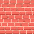 Seamless pattern of cartoon brick wall in coral color. Royalty Free Stock Photo