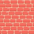 Seamless pattern of cartoon brick wall in coral color. Royalty Free Stock Photo