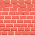 Seamless pattern of cartoon brick wall in coral color. Royalty Free Stock Photo