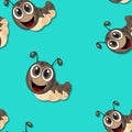 Seamless pattern with cartoon caterpillars