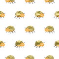 Seamless pattern with cartoon colorado potato beetle. Leptinotarsa decemlineata. colorado beetle. colorado beetle