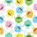 Seamless pattern cartoon cute monsters background. Halloween design vector Royalty Free Stock Photo