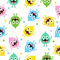 Seamless pattern cartoon cute monsters background. Halloween design vector Royalty Free Stock Photo