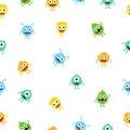 Seamless pattern cartoon cute monsters background. Royalty Free Stock Photo