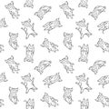 Seamless pattern with cartoon cute sleeping cows Royalty Free Stock Photo