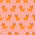 Seamless pattern with cartoon deer. Vector illustration.