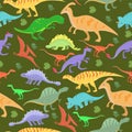 Seamless pattern with cartoon dinosaurs. Vector illustration