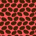 Seamless pattern with cartoon doodle linear coffee beans isolated Royalty Free Stock Photo